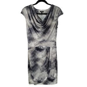 Komarov S Sheath‎ Dress Women Black White Snakeskin Cowl Neck Stretch Office USA
